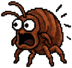 a bedbug screaming at the sight of the exterminator's van